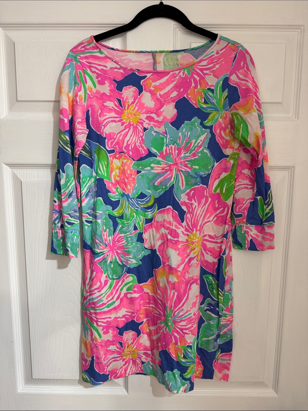 Lilly Pulitzer Pink, Blue & Green Floral Long-Sleeve Shift Dress